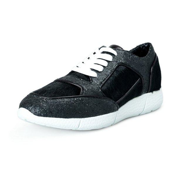Just Cavalli Women's Black Pony Hair Fashion Sneakers Shoes US 9 IT 39